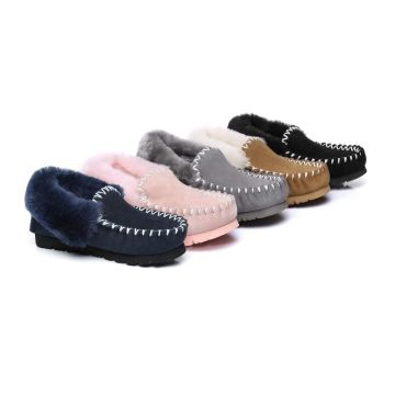 UGG Ankle Slippers,Australia Premium Sheepskin,Unisex Popo Moccasins
