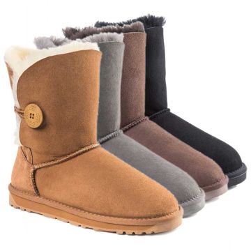 UGG OZWEAR 3rd Gen Ladies Classic Short One Button Boots Sheepskin Water Resist OB363