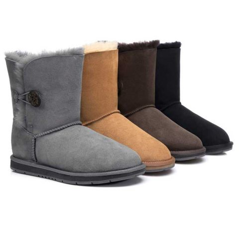 AS UGG Boots Australia Premium Double Face Sheepskin Short Button Water Resistant