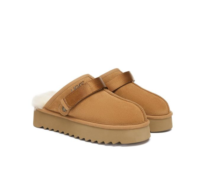 AUSTRALIAN SHEPHERD® UGG Slippers Sheepskin Wool Slingback Platform Cozeln