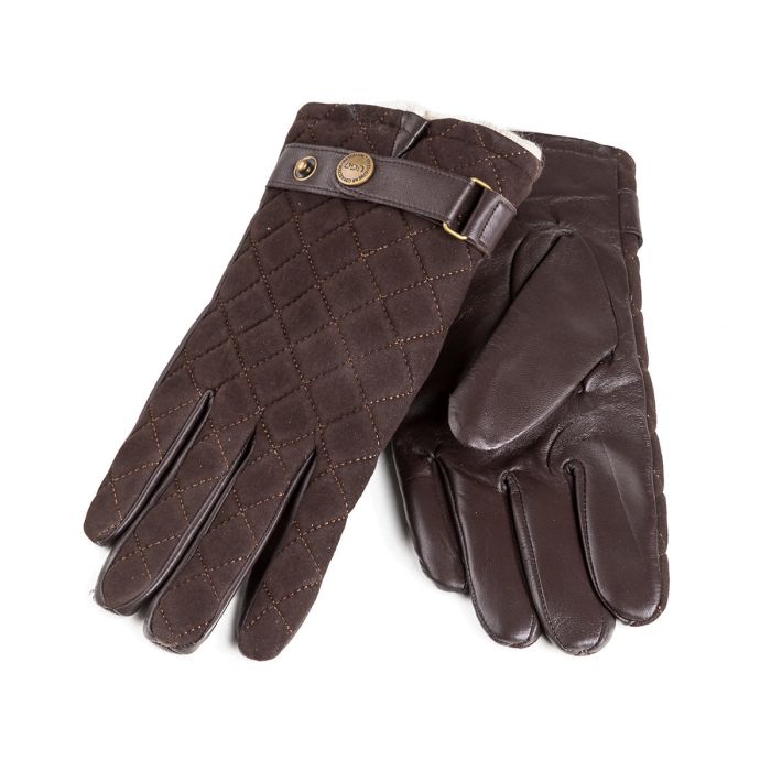 UGG OZWEAR Men's Quilted Ts Gloves-Chocolate-L