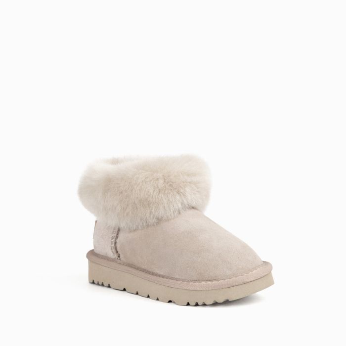 UGG OZWEAR Kids Classic Fluff Mini Boots Water Resistant-Goat Grey-31