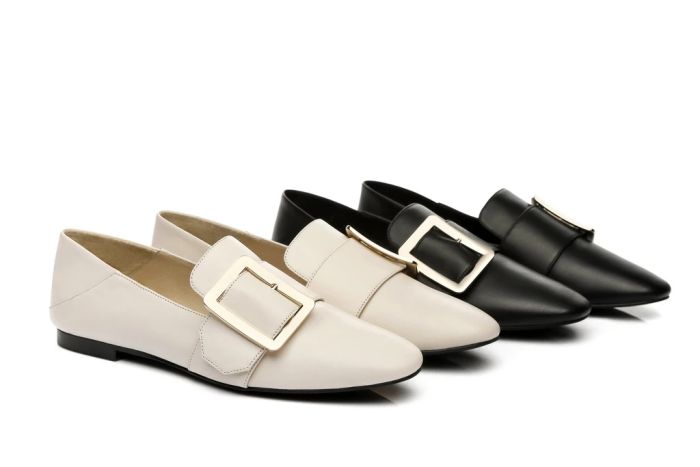AS UGG Sally Square Buckle Loafers Opera Flats Almond Toe